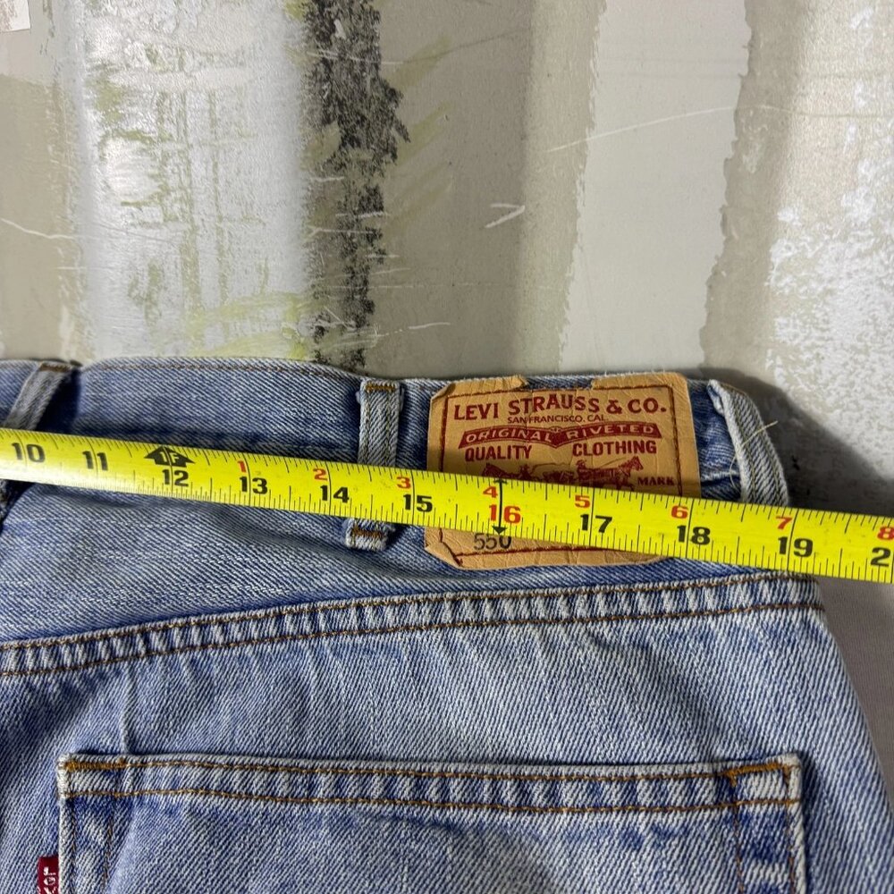 Levi Staruss Co. 505 Womens Flared Jeans Blue Relaxed Fit Patches Size 38x30 - Picture 16 of 16